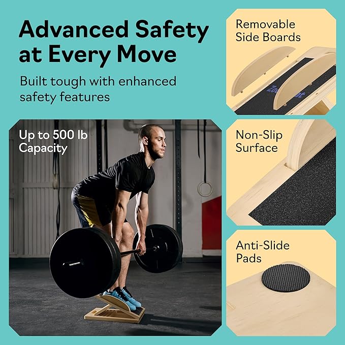 slant Board Turns Into balance board - Premium Calf Stretcher and Wobble Board for Effective Calf Stretching and Squats