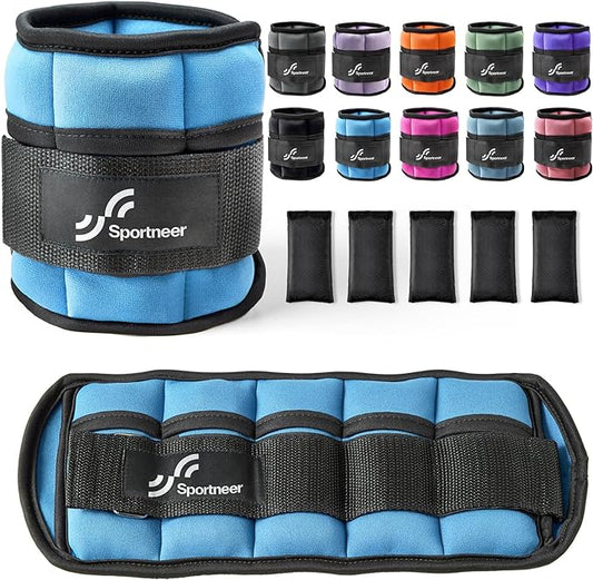 Sportneer Adjustable Ankle Weights 1 Pair 2 4 6 8 8 10 10 Lbs Jogging,1-5 lbs 1 Pair 2-10 lbs