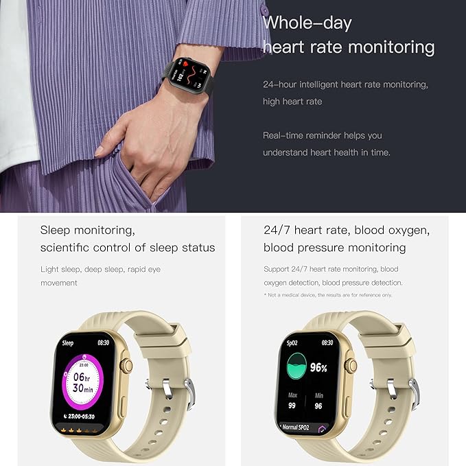 Fitness Tracker Blood Pressure Watch Heart Rate Monitor Pedometer Step Counter Bluetooth Call(Make/Answer Call) Blood Oxygen Sleep Tracker Sport Watch Women Men Smartwatch for Android iOS Phones