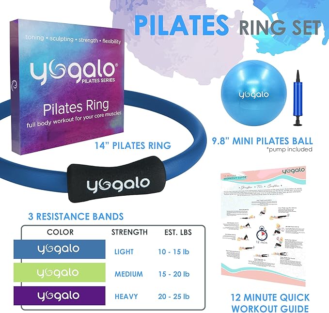 Pilates Ring and Ball Set with 3 Resistance 14 Inch