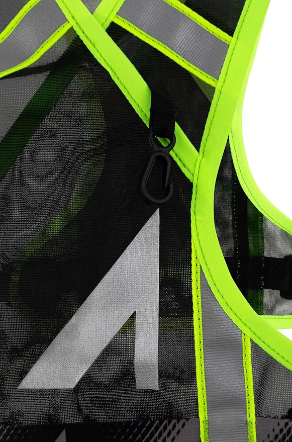 Ultraspire Neon Reflective Unisex Lightweight Vest - Hydratation Not Included, Capacity: 31 c.i. (0.5L) (Black/Lime, Universal Size (26″-48″))