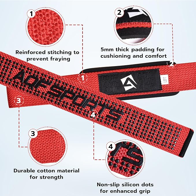 Lifting Wrist Straps for Weightlifting, Powerlifting & Deadlifts – 23” Neoprene Padded Cotton Straps for Strength Training & Gym Workouts - Maximum Grip Support for Men & Women