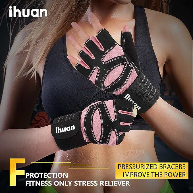 ihuan Ventilated Weight Lifting Gym Workout Gloves