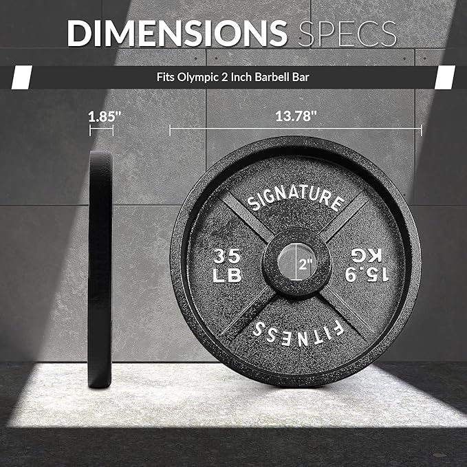 Deep Dish 2-Inch Olympic Cast Iron Weight Plates with E-Coating