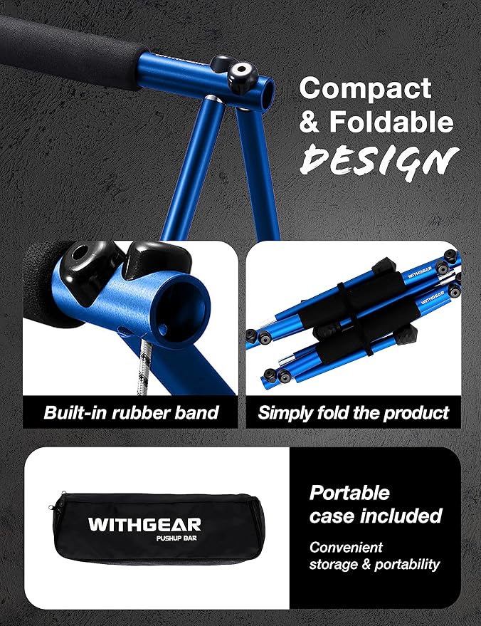 Folding Push Bar - Duralumin Metal Push Bars Heavy Duty Lightweight and Indoor and Outdoor Parallet Bar for Men and Women