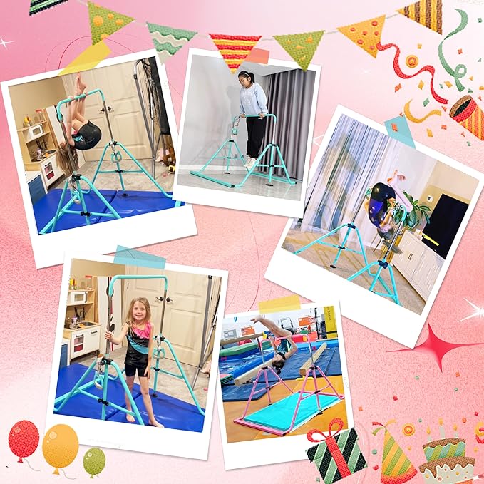 PreGymnastic Updated Folding Gymnastics Bar with Rings 3-10, Gymnastic