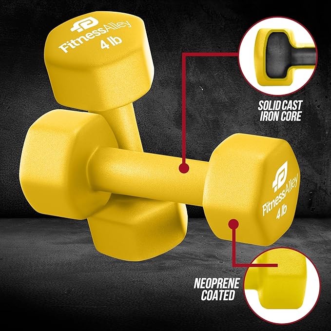 Neoprene Coated Workout Dumbbells set of 2 – Anti Roll, Non Slip with Smooth Grip Fitness & Exercise Dumbbells – Hexagon Shaped Hand Weights for Women & Men – Best Choice for Gyms & home use