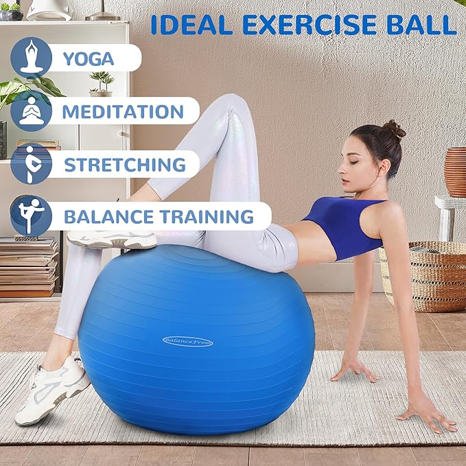 Anti-Burst and Slip Resistant Exercise Ball Yoga Ball 2,000-Pound Capacity,