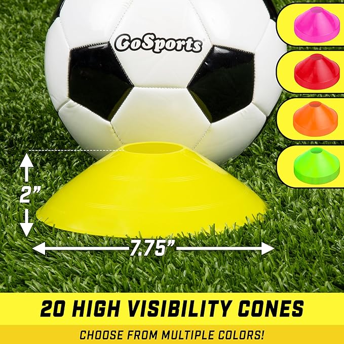GoSports Premium Sports Cones for Agility Training and 20 Pack