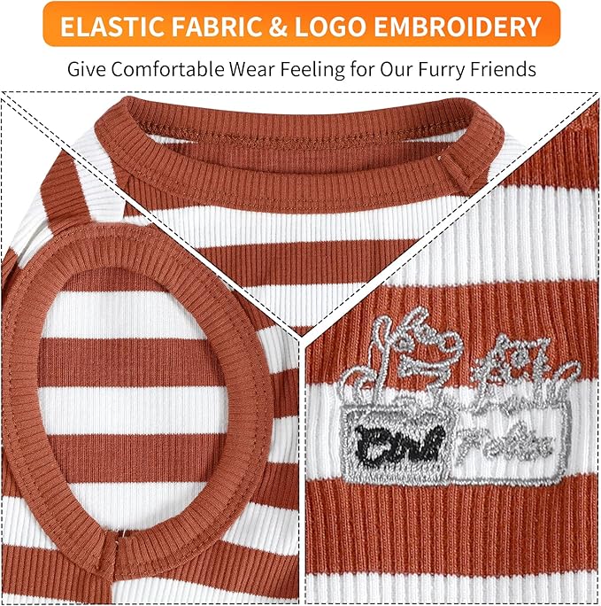 Dog Shirt Striped Dog Clothes Stretchy Vests Soft Cotton for Small Medium Large Dogs Boy Girl Puppy Clothes Lightweight Cat Outfit Kitten Tank Top Apparel T-Shirts Pack-2 Yellow & Rust 3XL