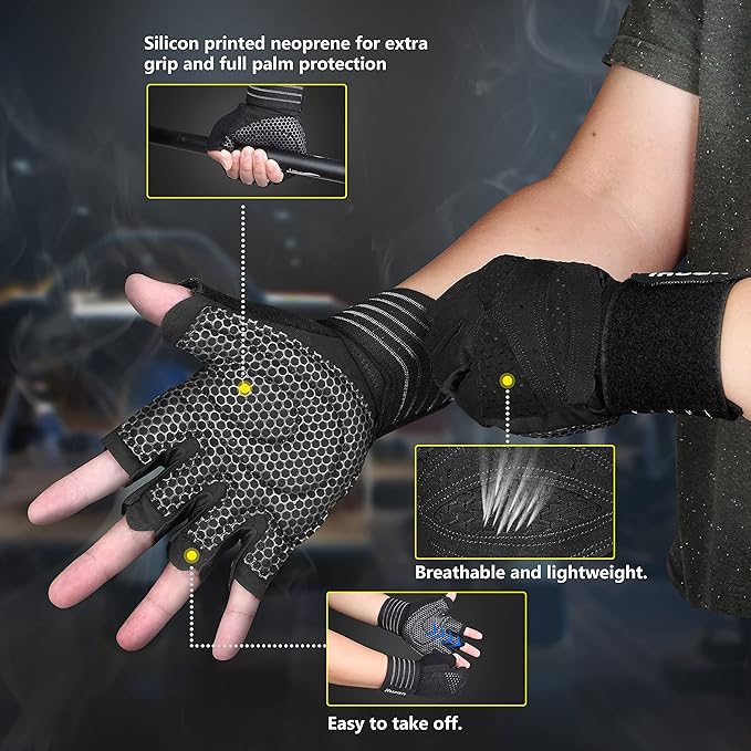 ihuan Ventilated Weight Lifting Gym Workout Gloves