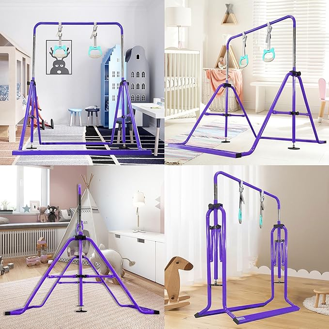 PreGymnastic Updated Folding Gymnastics Bar with Rings 3-10, Gymnastic