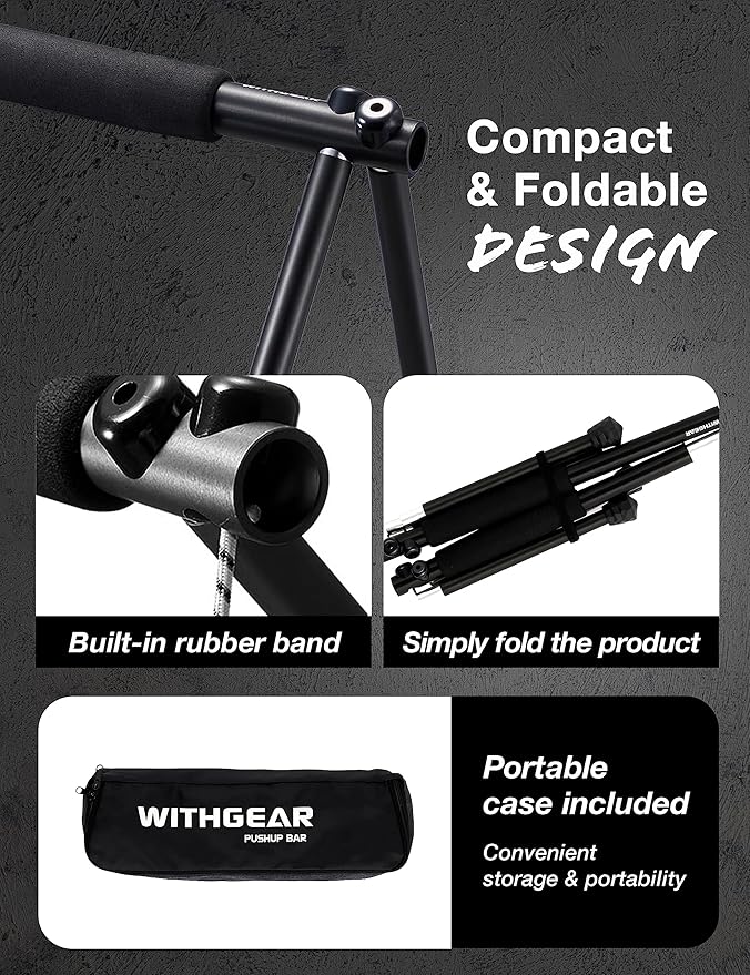 Folding Push Bar - Duralumin Metal Push Bars Heavy Duty Lightweight and Indoor and Outdoor Parallet Bar for Men and Women
