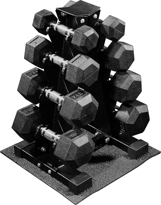 Premium Rubber Coated Hex Dumbbell Weight Set, Multiple Packages