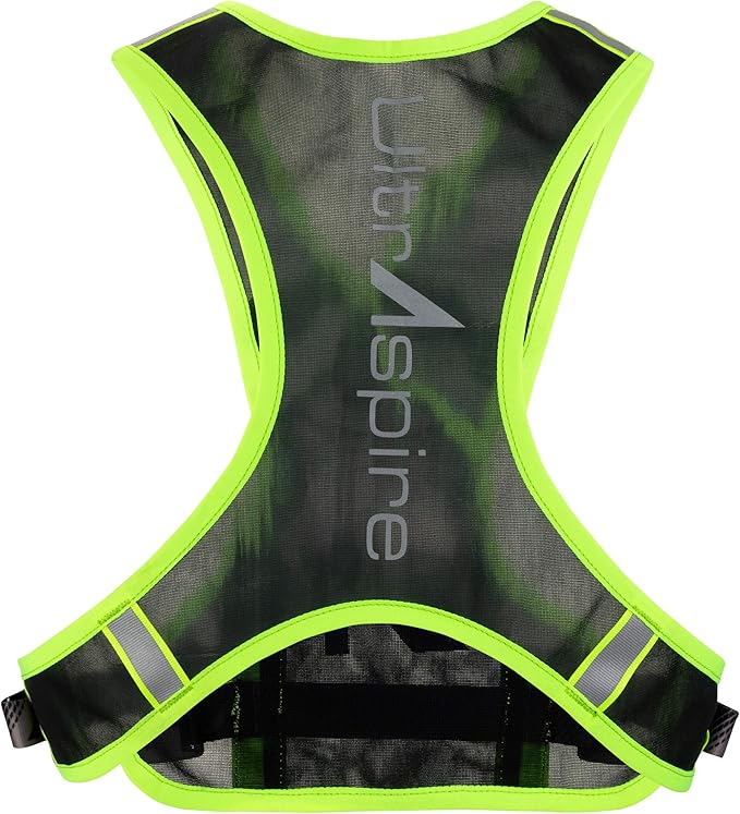 Ultraspire Neon Reflective Unisex Lightweight Vest - Hydratation Not Included, Capacity: 31 c.i. (0.5L) (Black/Lime, Universal Size (26″-48″))