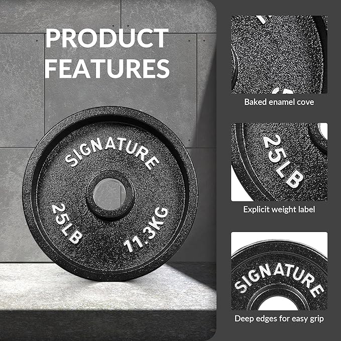 Deep Dish 2-Inch Olympic Cast Iron Weight Plates with E-Coating