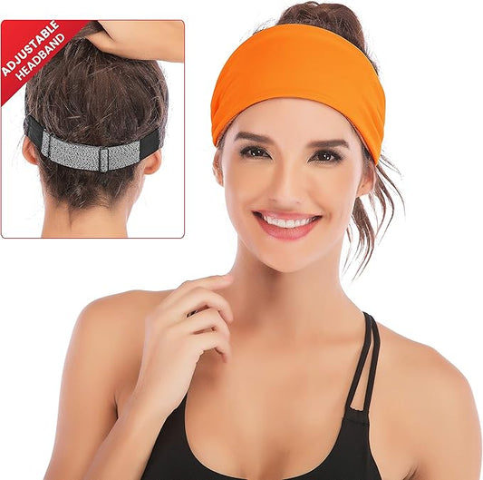 IUGA Adjustable Headbands for Women Non Slip Stretchy Workout Sweatbands for Sports Yoga Fitness Running Hairbands Bike Helmet Friendly Fits All Women & Men