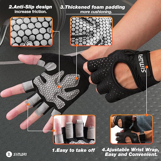 SIMARI Breathable Workout Gloves for Men and Women