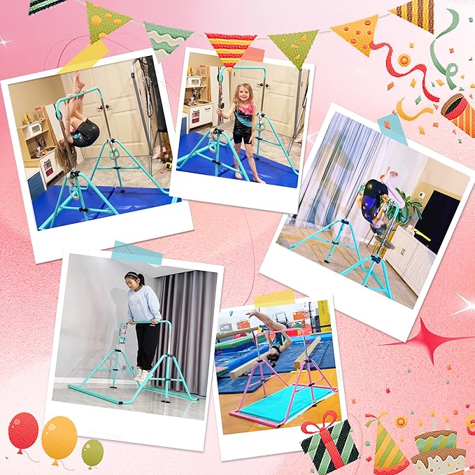 PreGymnastic Updated Folding Gymnastics Bar with Rings 3-10, Gymnastic