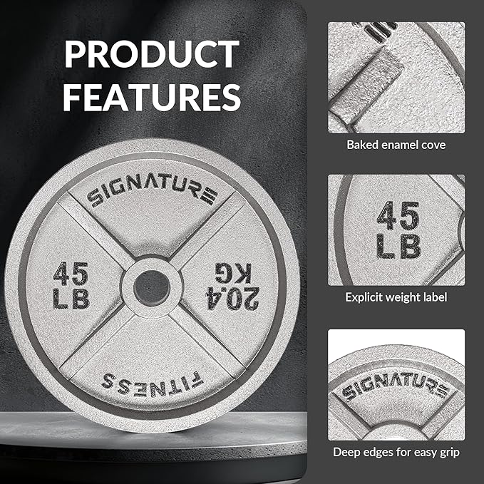 Deep Dish 2-Inch Olympic Cast Iron Weight Plates with E-Coating