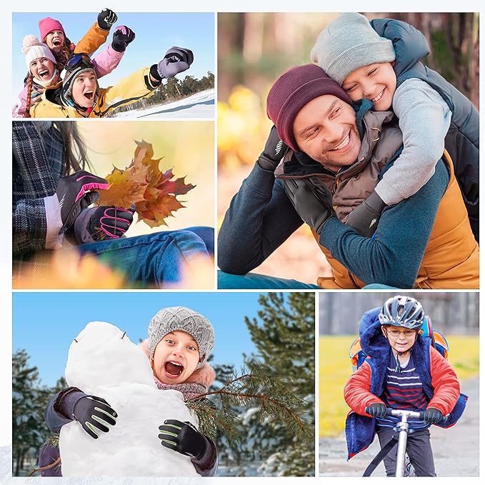 SIMARI Kids Winter Gloves Touchscreen Warm Thermal Water-Resistant for Boy Girl Running Cycling Snow Skiing in Cold Weather