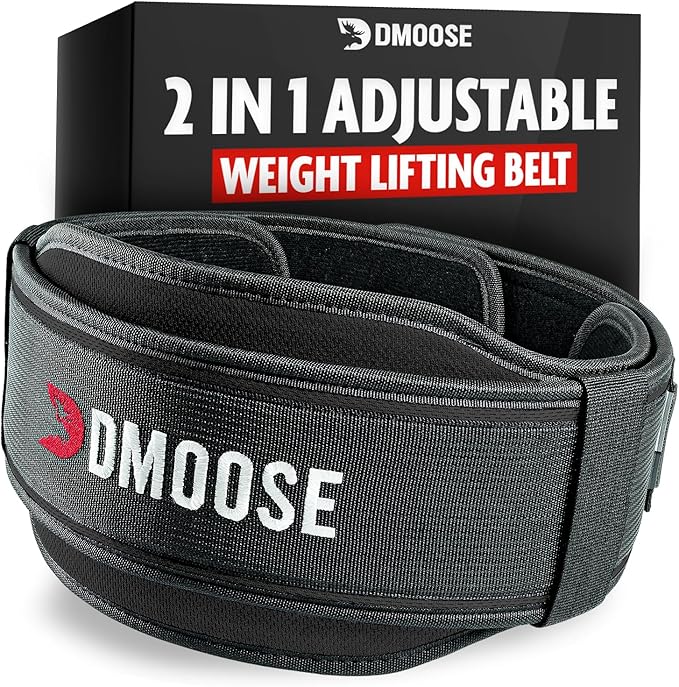 DMoose Weight Lifting Belt for Men & Women 2 in 1 Adjustable 4" 6" 6" Width