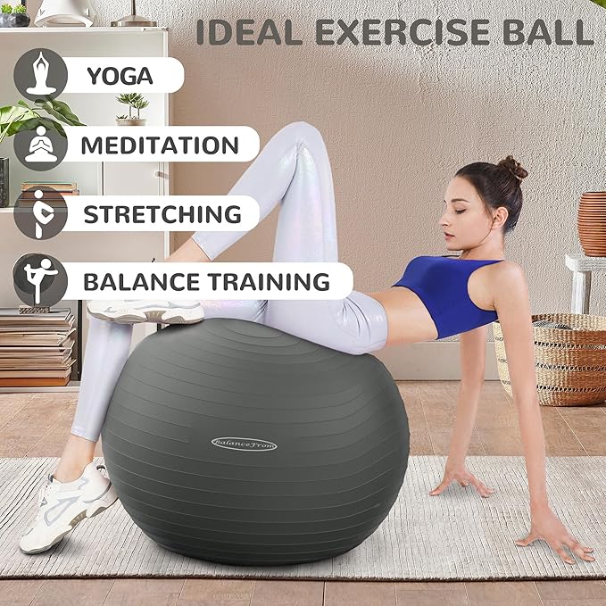 Anti-Burst and Slip Resistant Exercise Ball Yoga Ball 2,000-Pound Capacity,