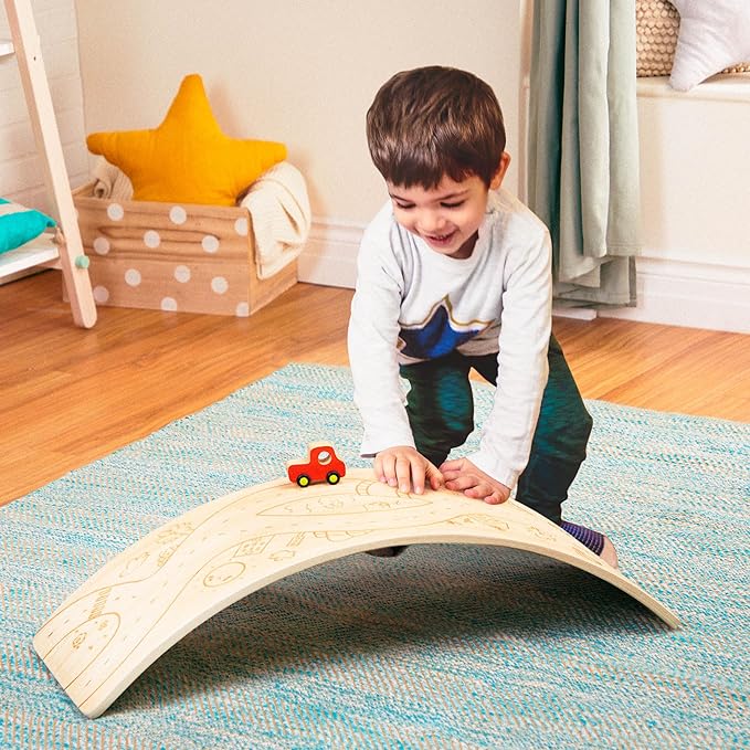 Battat Education – Kids Balance Board Wooden – Wood Balance Board Kids – Montessori Toy – Wooden Toys for Toddlers – 3 Years + – Wobble & Wonder
