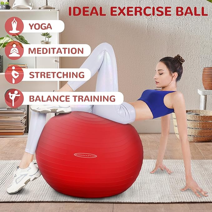 Anti-Burst and Slip Resistant Exercise Ball Yoga Ball 2,000-Pound Capacity,