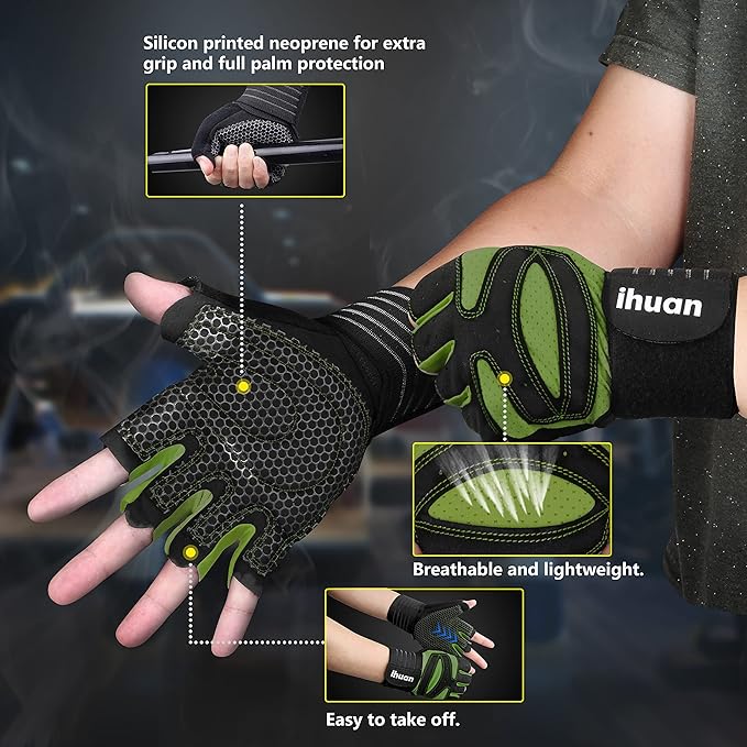 ihuan Ventilated Weight Lifting Gym Workout Gloves
