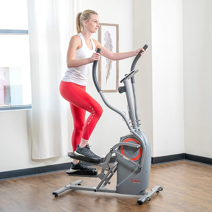 Sunny Health & Fitness Cardio Climber Stepping Elliptical Exercise Machine for Home with 8 Levels of Magnetic Resistance, Performance Monitor, Full Body Workout