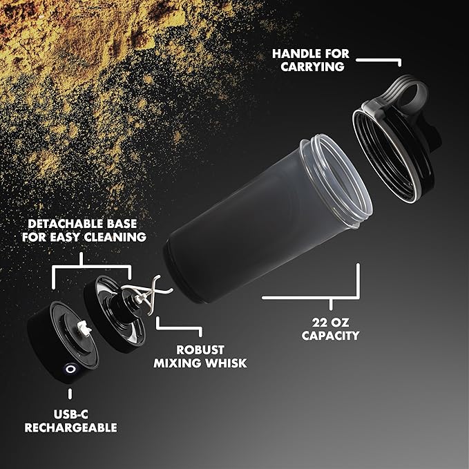 Electric Shaker Bottle, Portable Blender Protein Shaker, USB Rechargeable MixMate Blender For Protein Shakes Pre Workout Greens Coffee Pancake Mix Cocktail Cocktails (Rumba Red)