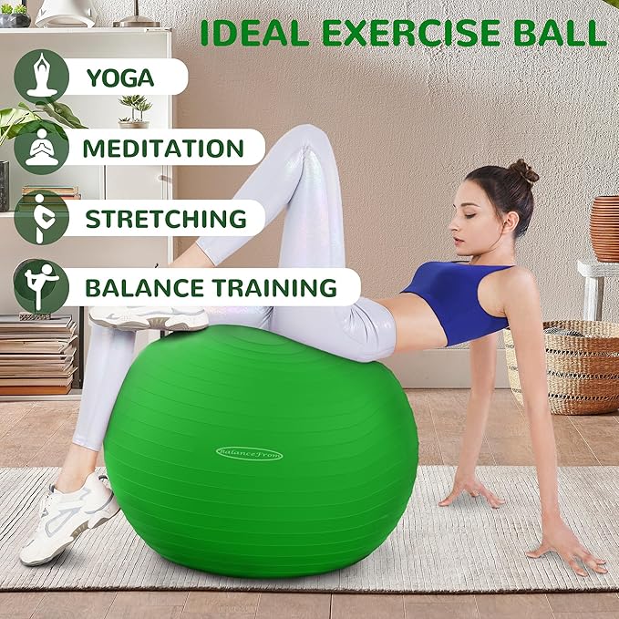 Anti-Burst and Slip Resistant Exercise Ball Yoga Ball 2,000-Pound Capacity,