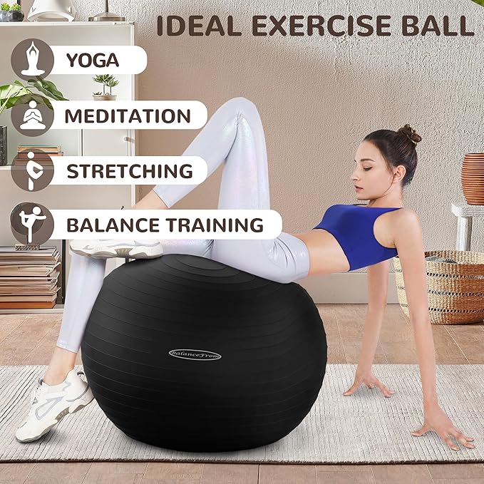 Anti-Burst and Slip Resistant Exercise Ball Yoga Ball 2,000-Pound Capacity,