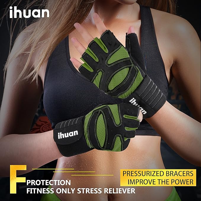 ihuan Ventilated Weight Lifting Gym Workout Gloves