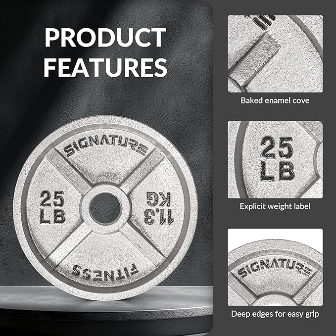 Deep Dish 2-Inch Olympic Cast Iron Weight Plates with E-Coating