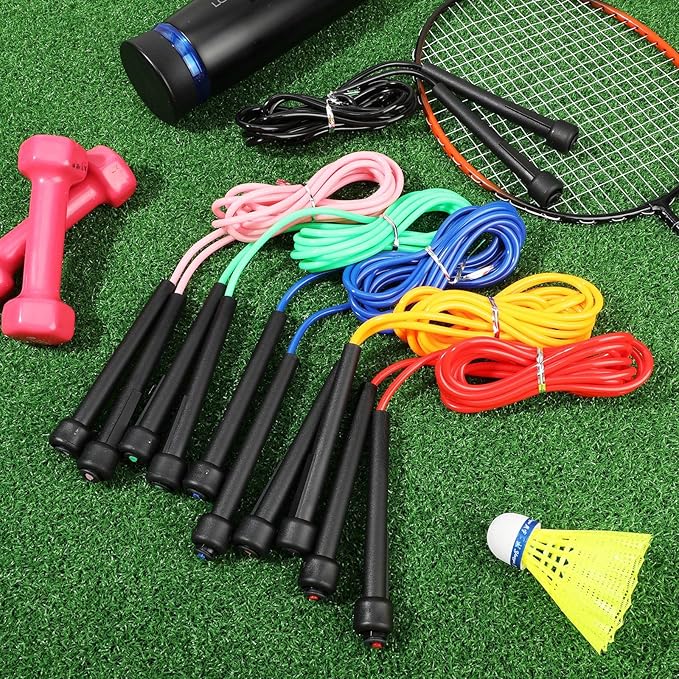 Lenwen 48 Pack Colorful Jump Rope Bulk Adjustable PVC Jump Rope 9.2 ft Versatile Skipping Rope Plastic Speed Jump Rope for Kids Cardio Fitness Adults Men Women Exercise Outdoor
