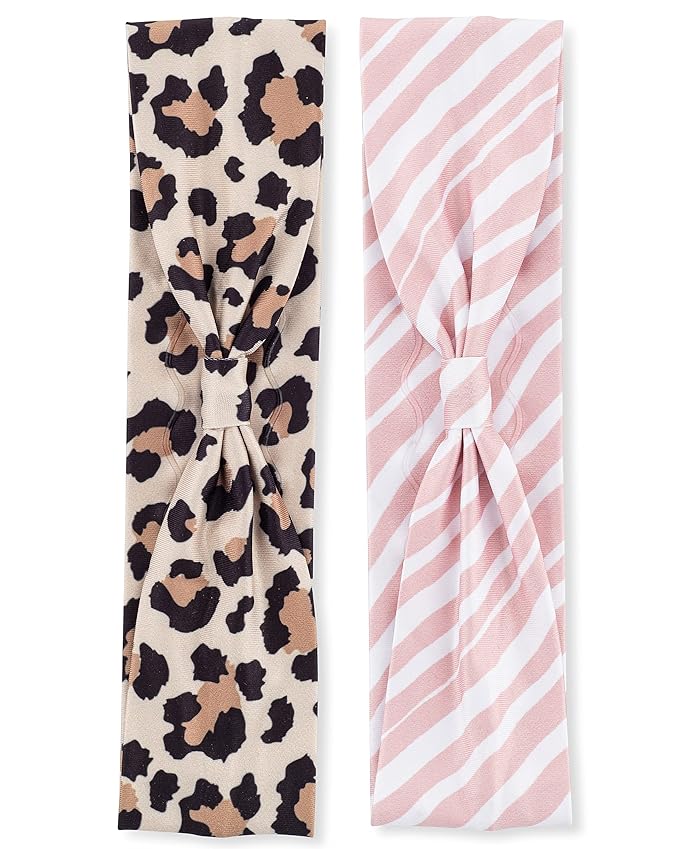 Goody Low-Profile Head Wraps, 2 Ct, Cheetah & Stripe, Damage-Free Hold, All-Day Comfort, Soft & Stretchy Head Wraps for Women & Men, Secure Grip Bandeau Headwear for All Occasions, For Fine Hair