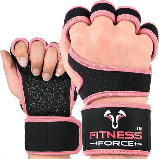 FITNESS FORCE Ventilated Gym Gloves for Men with Built-in Wrist Support for Workouts Weightlifting Gloves Workout Gloves for Women Exercise Fitness Gloves Perfect for Powerlifting, Cross Training