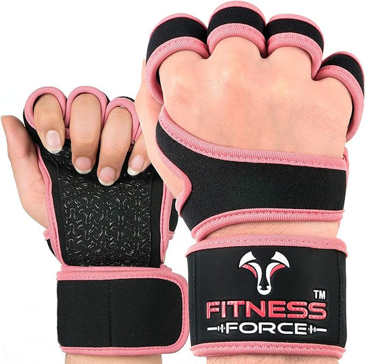 FITNESS FORCE Ventilated Gym Gloves for Men with Built-in Wrist Support for Workouts Weightlifting Gloves Workout Gloves for Women Exercise Fitness Gloves Perfect for Powerlifting, Cross Training