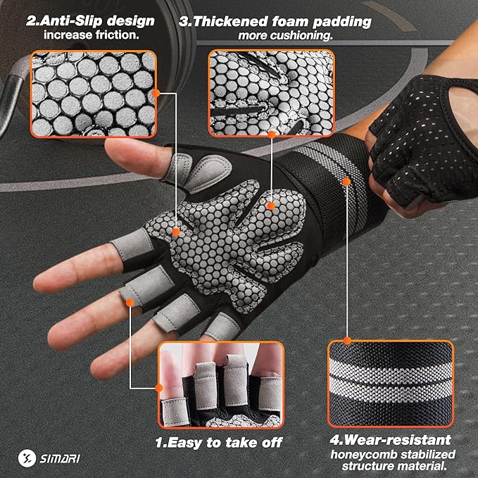 SIMARI Breathable Workout Gloves for Men Women