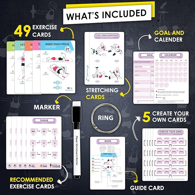 Pilates Ring Workout Cards -58 Exercise ring Card