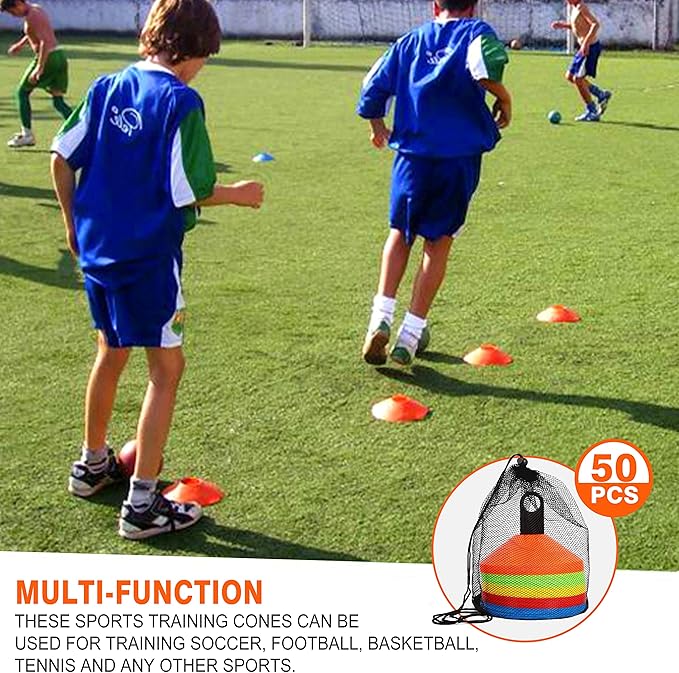 brooman 50-Pack Soccer Disc Cones Training Sports Cone