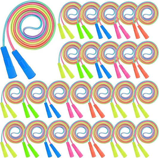 Kids Jump Rope, Colorful Gradient Nylon Skipping Ropes for Children, 7.55FT Adjustable Length, Plastic Handles, Lightweight Jumping Ropes for Schools, Events, and Family Fun