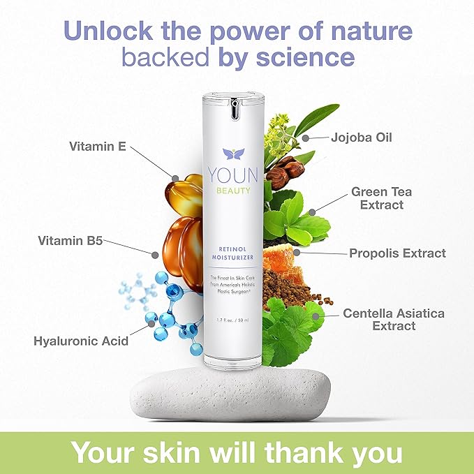 YOUN Beauty Sun Spots Skin Care Set by Holistic Plastic Surgeon Dr. Anthony Youn – Facial Skincare Bundle Includes Retinol Moisturizer, Brightening Face Cream & Advanced Wash-Off Exfoliating Cream