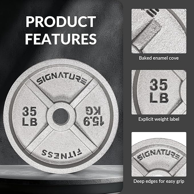 Deep Dish 2-Inch Olympic Cast Iron Weight Plates with E-Coating