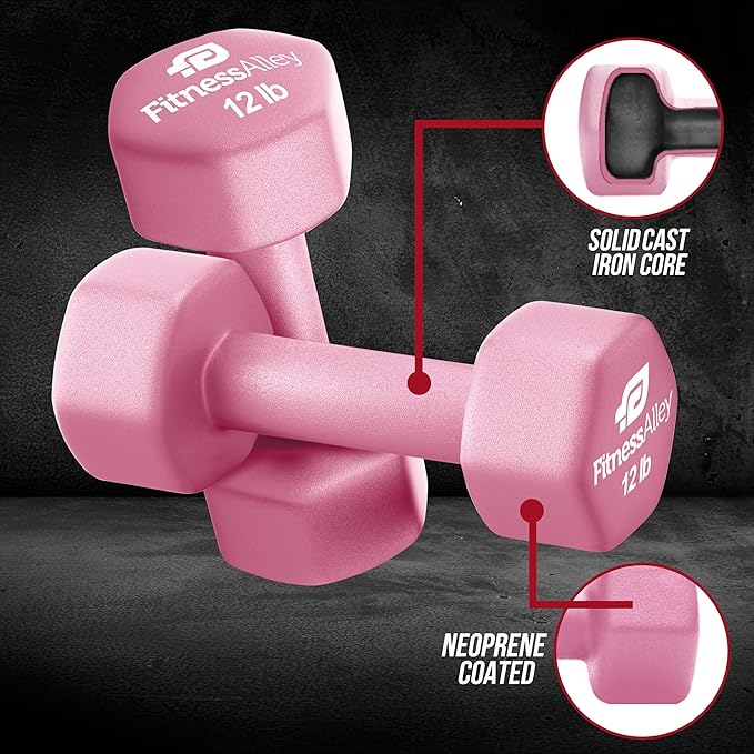 Neoprene Coated Workout Dumbbells set of 2 – Anti Roll, Non Slip with Smooth Grip Fitness & Exercise Dumbbells – Hexagon Shaped Hand Weights for Women & Men – Best Choice for Gyms & home use