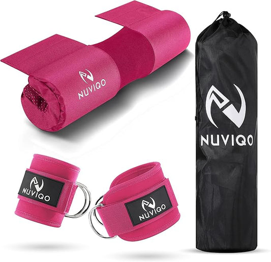Barbell Pad & 2 Ankle Straps for Cable