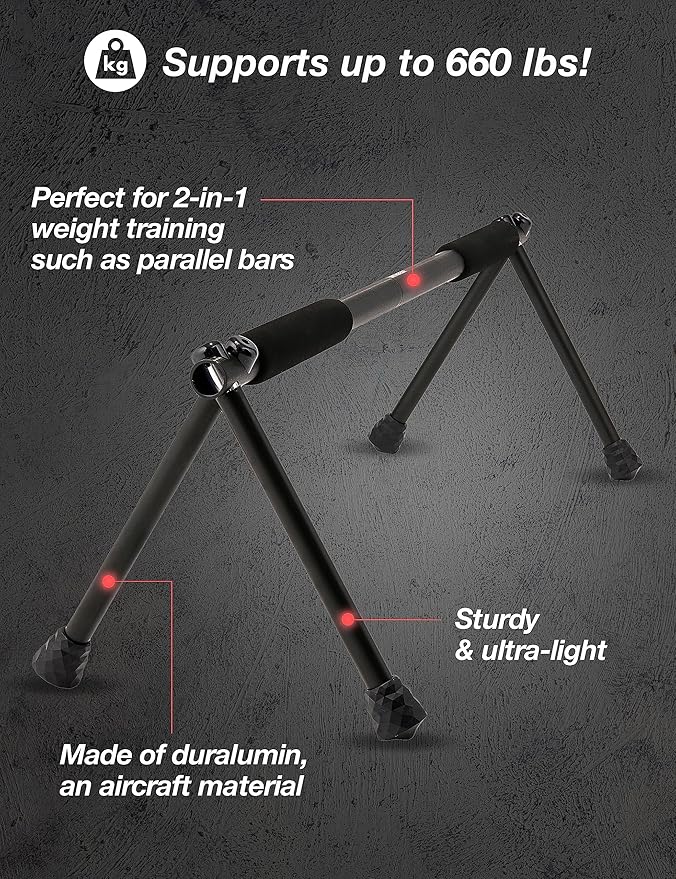 Folding Push Bar - Duralumin Metal Push Bars Heavy Duty Lightweight and Indoor and Outdoor Parallet Bar for Men and Women