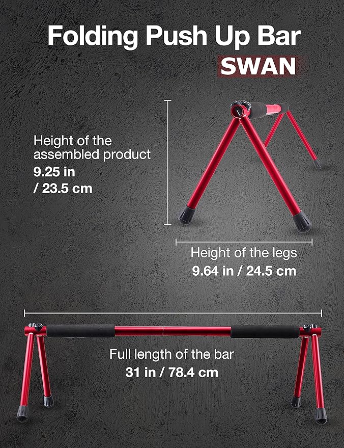Folding Push Bar - Duralumin Metal Push Bars Heavy Duty Lightweight and Indoor and Outdoor Parallet Bar for Men and Women